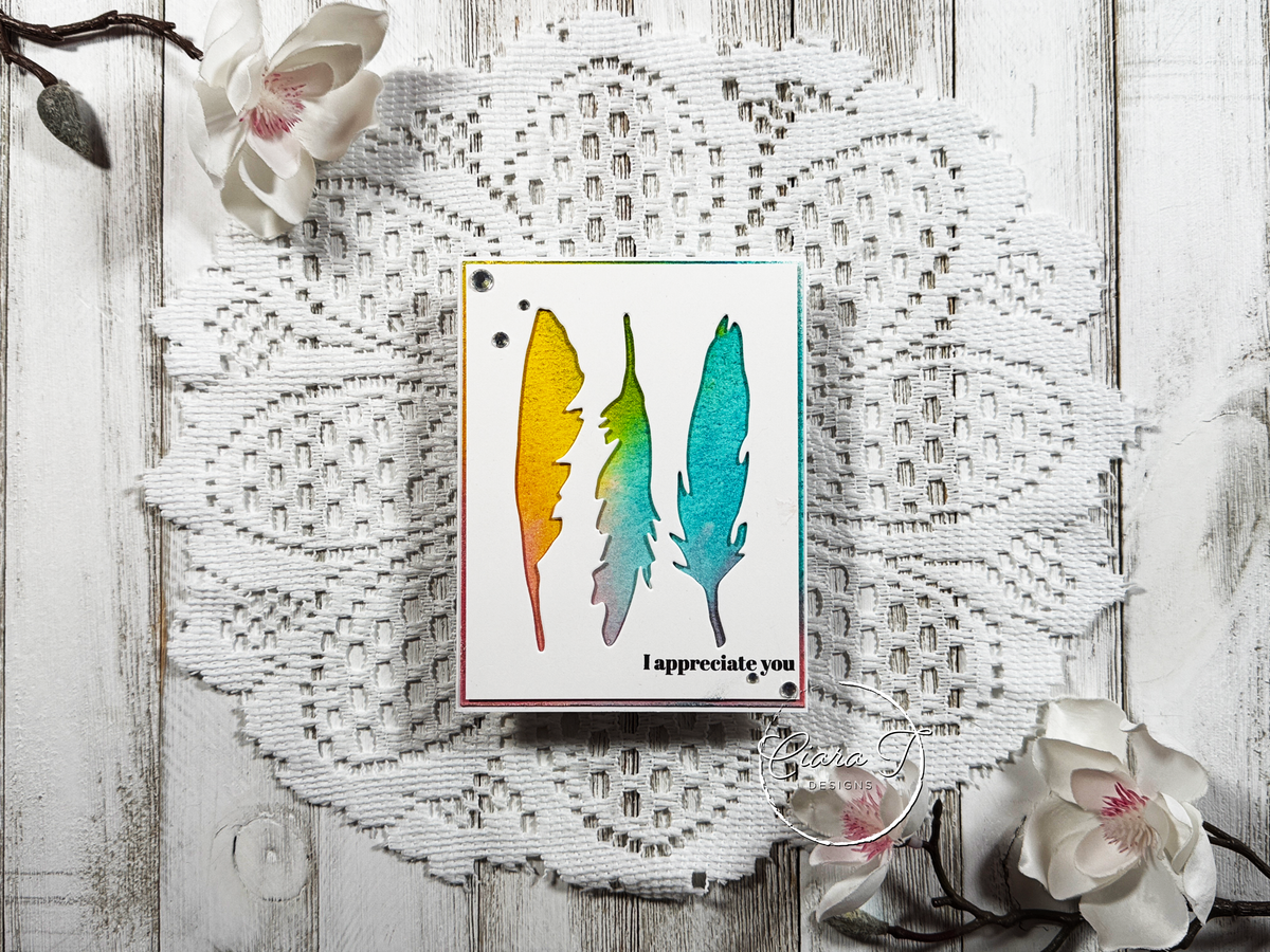 Inky Feather Thank You Card