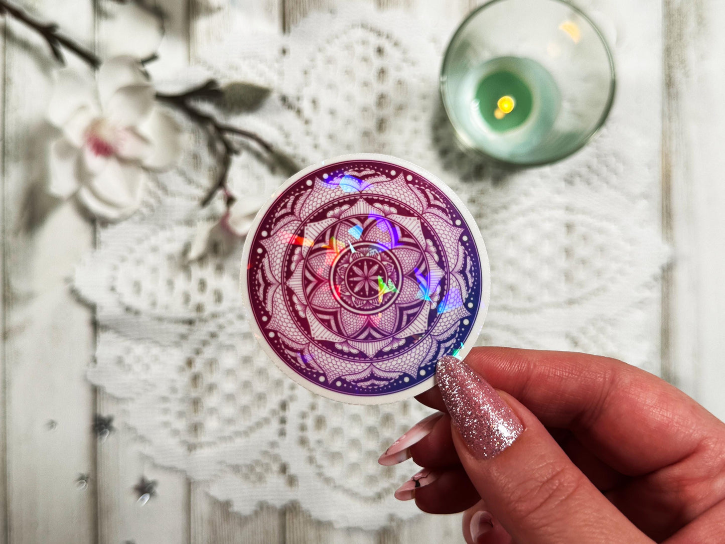 Jewel Toned Mandala Die-Cut Sticker