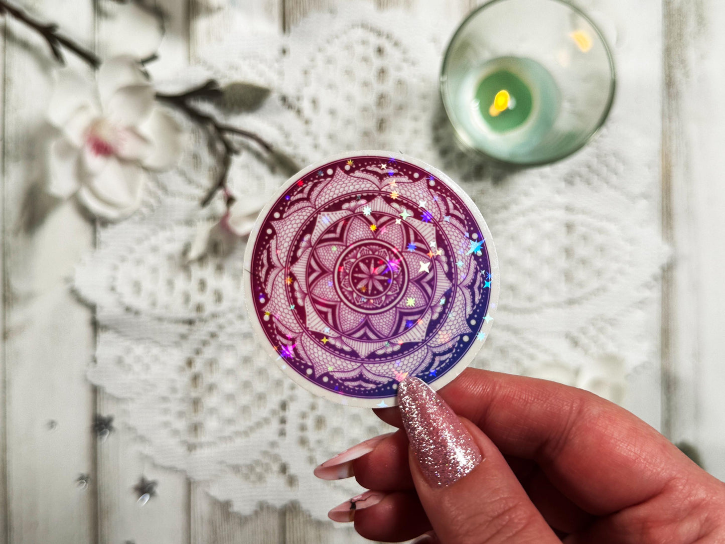Jewel Toned Mandala Die-Cut Sticker