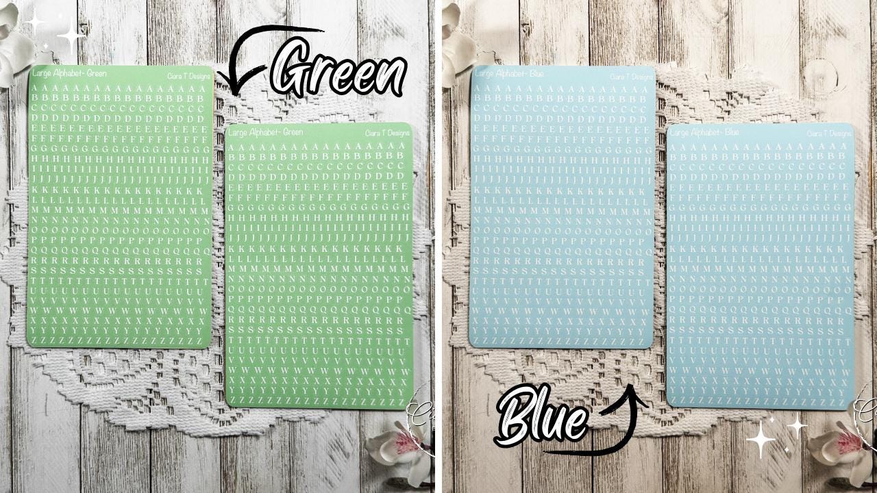 Small Rainbow Background Serif Alphabet Sticker Sheet,