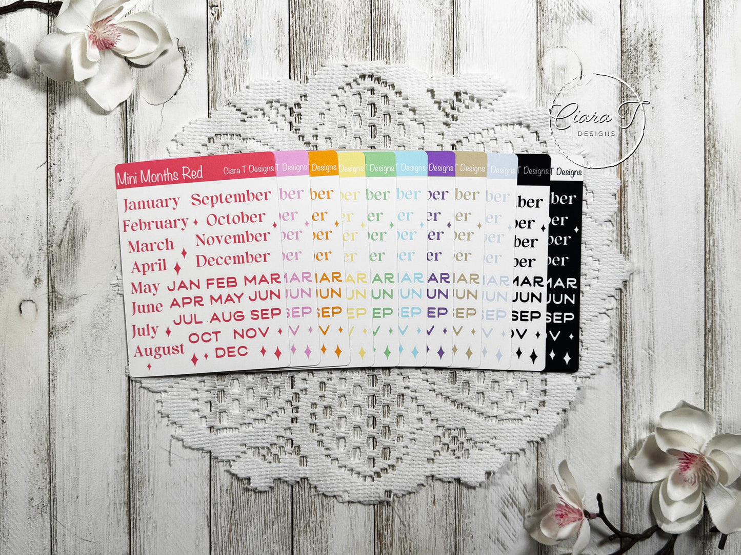 Mini Rainbow Coloured Months of the Year Sticker Sheet