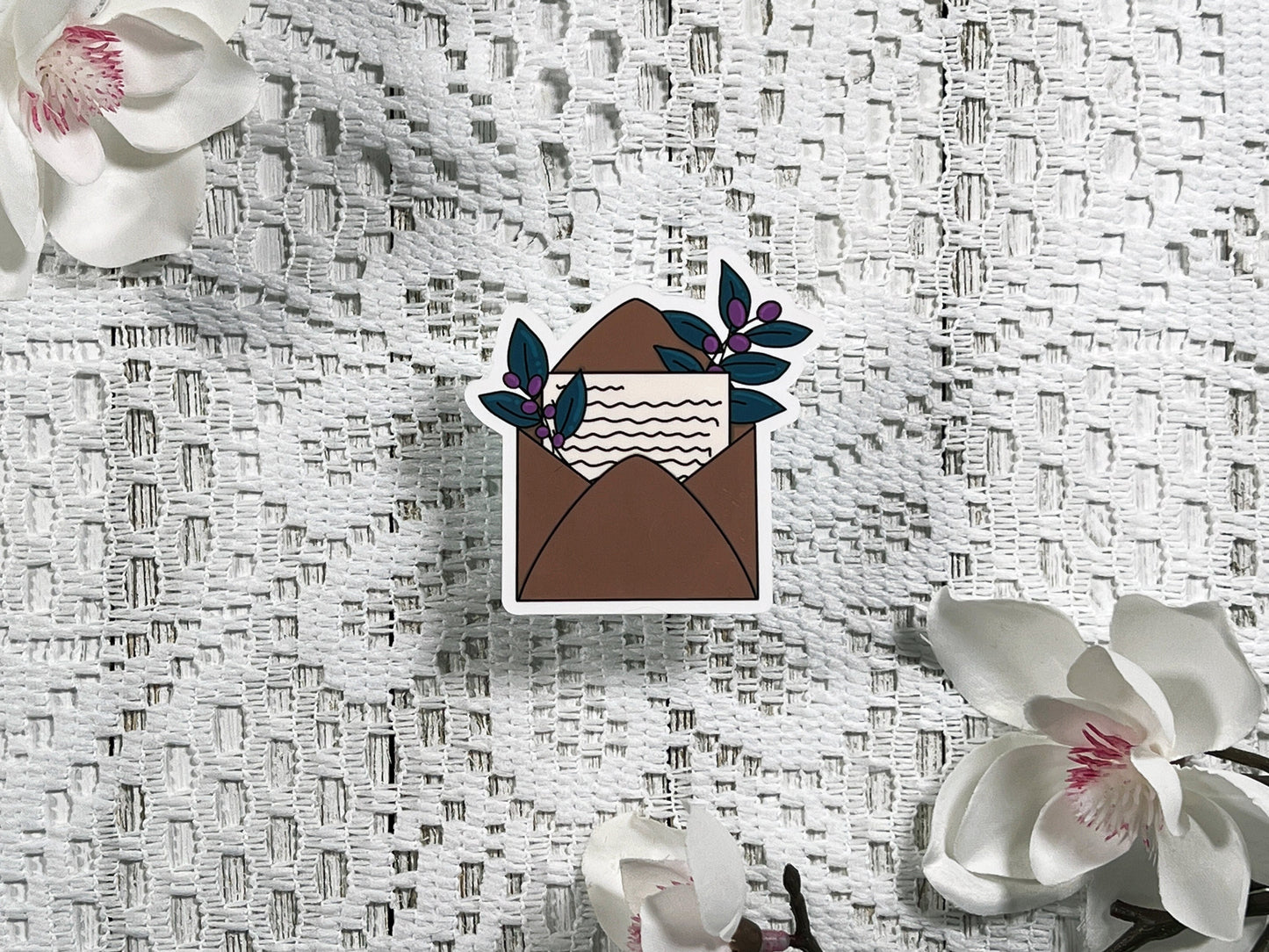 Kraft Floral Envelope Vinyl Sticker