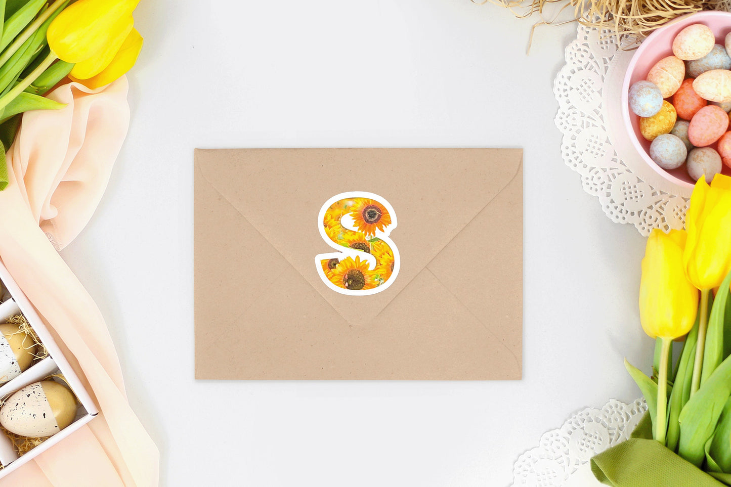 Glossy Floral Monogrammed Alphabet Sticker