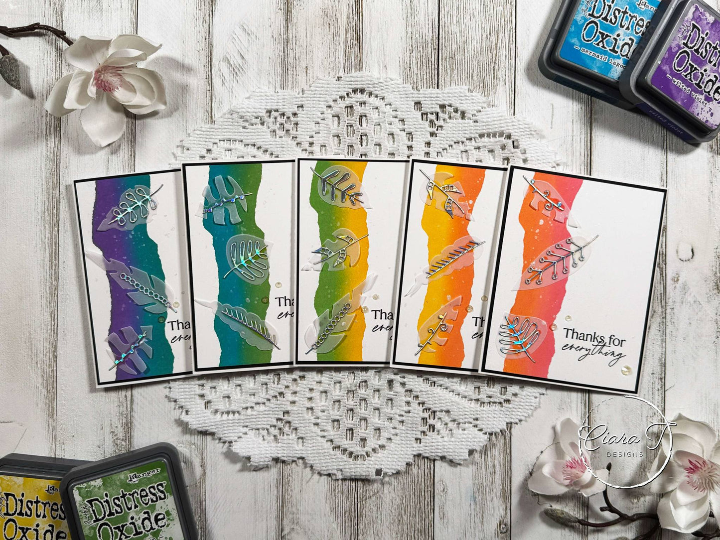 Ink-Blended Strip & Vellum Leaves Thank You Card *Bundle*