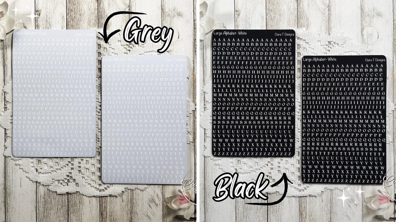 Small Rainbow Background Serif Alphabet Sticker Sheet,