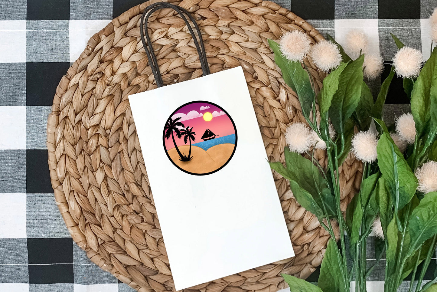 Beach Bum Die-cut Sticker with Black Border