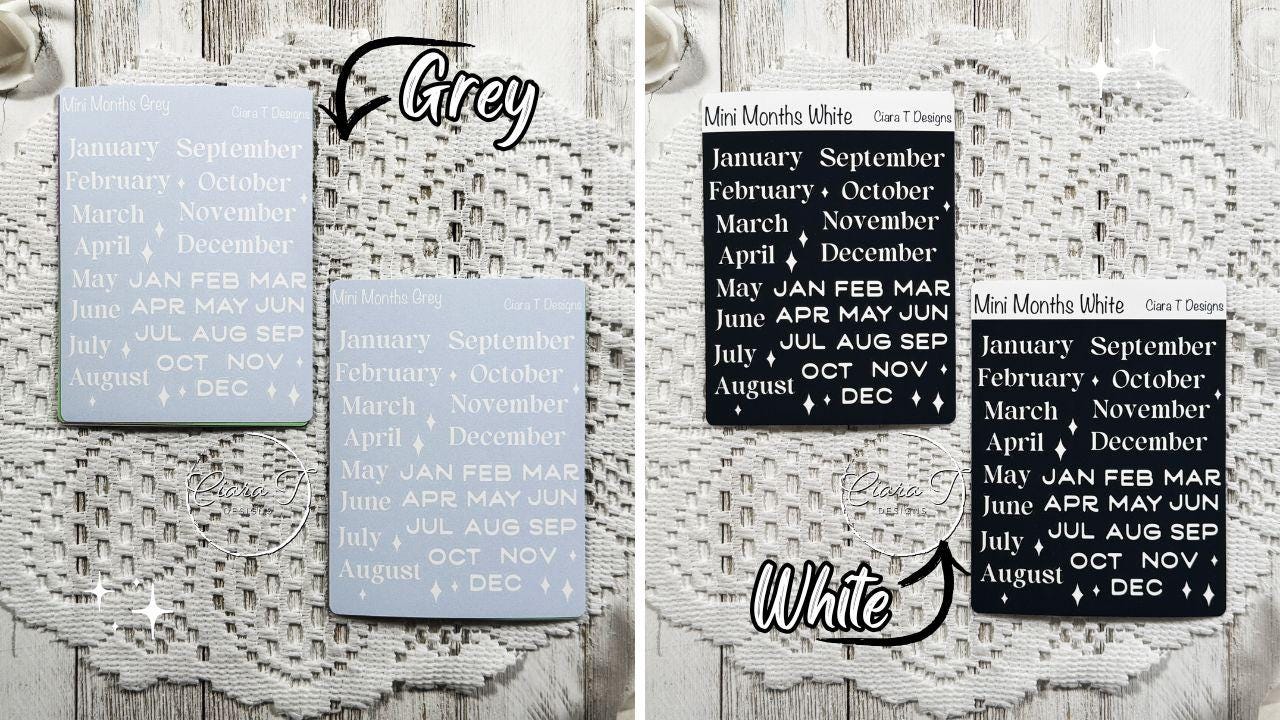 Mini Rainbow Background Months of the Year Sticker Sheet