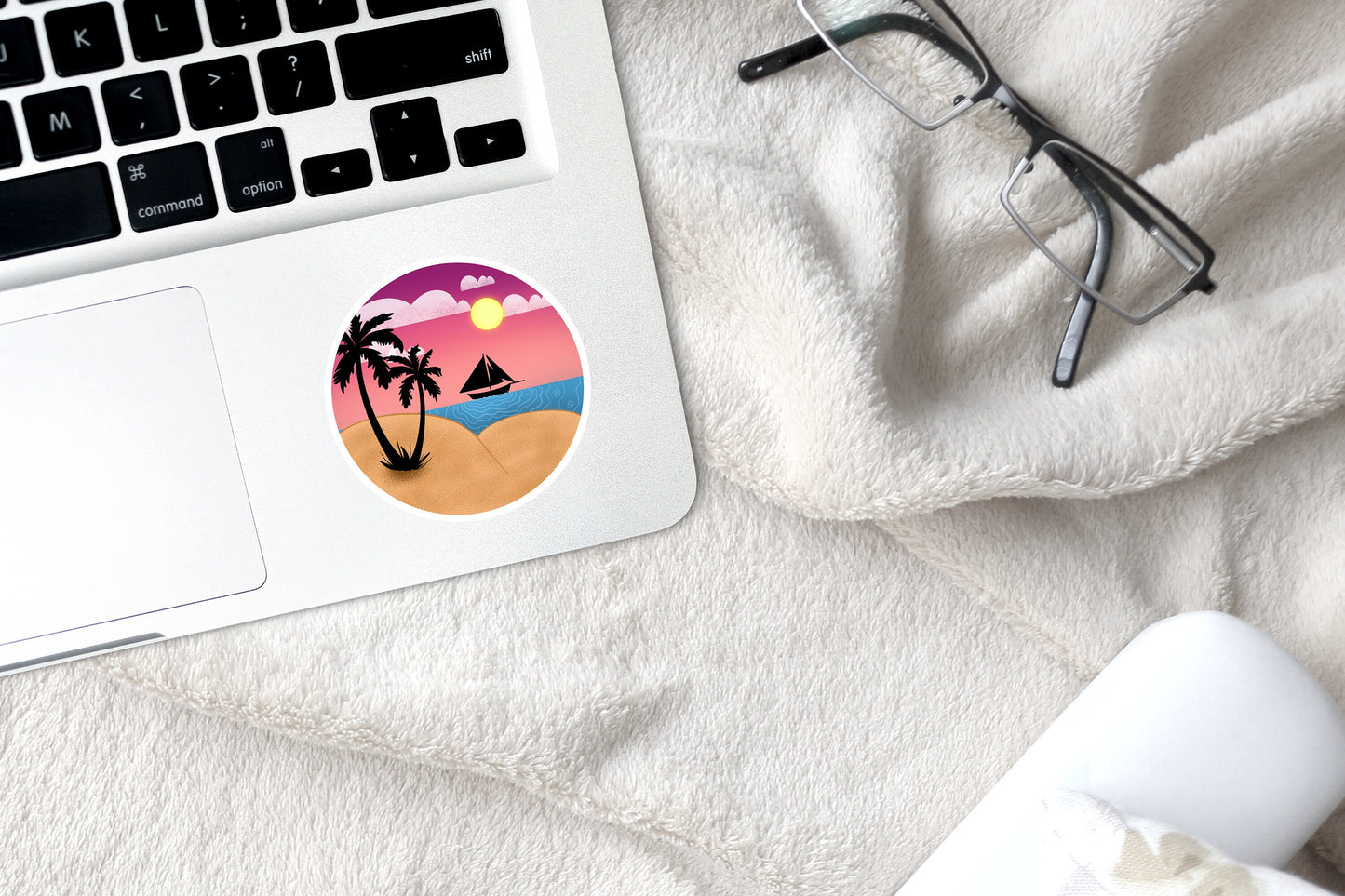 Beach Bum Die-cut Sticker with White Border