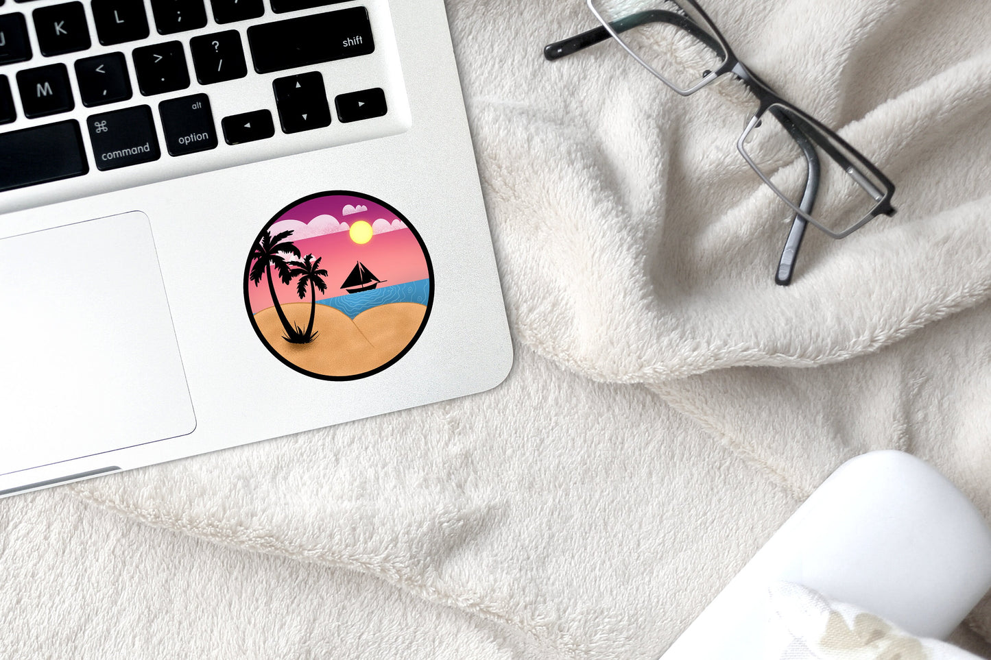 Beach Bum Die-cut Sticker with Black Border