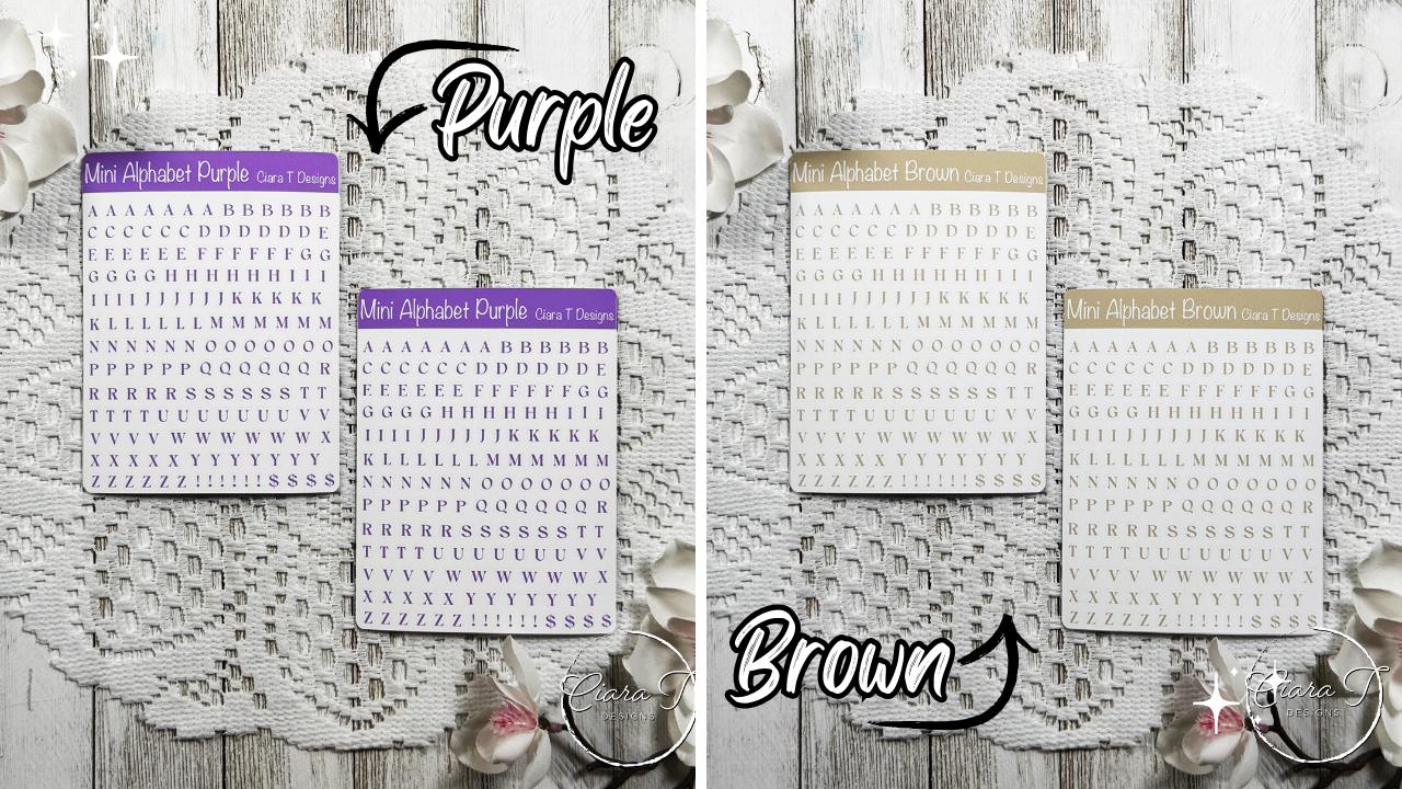 Mini Rainbow Coloured Small Serif Alphabet Sticker Sheet