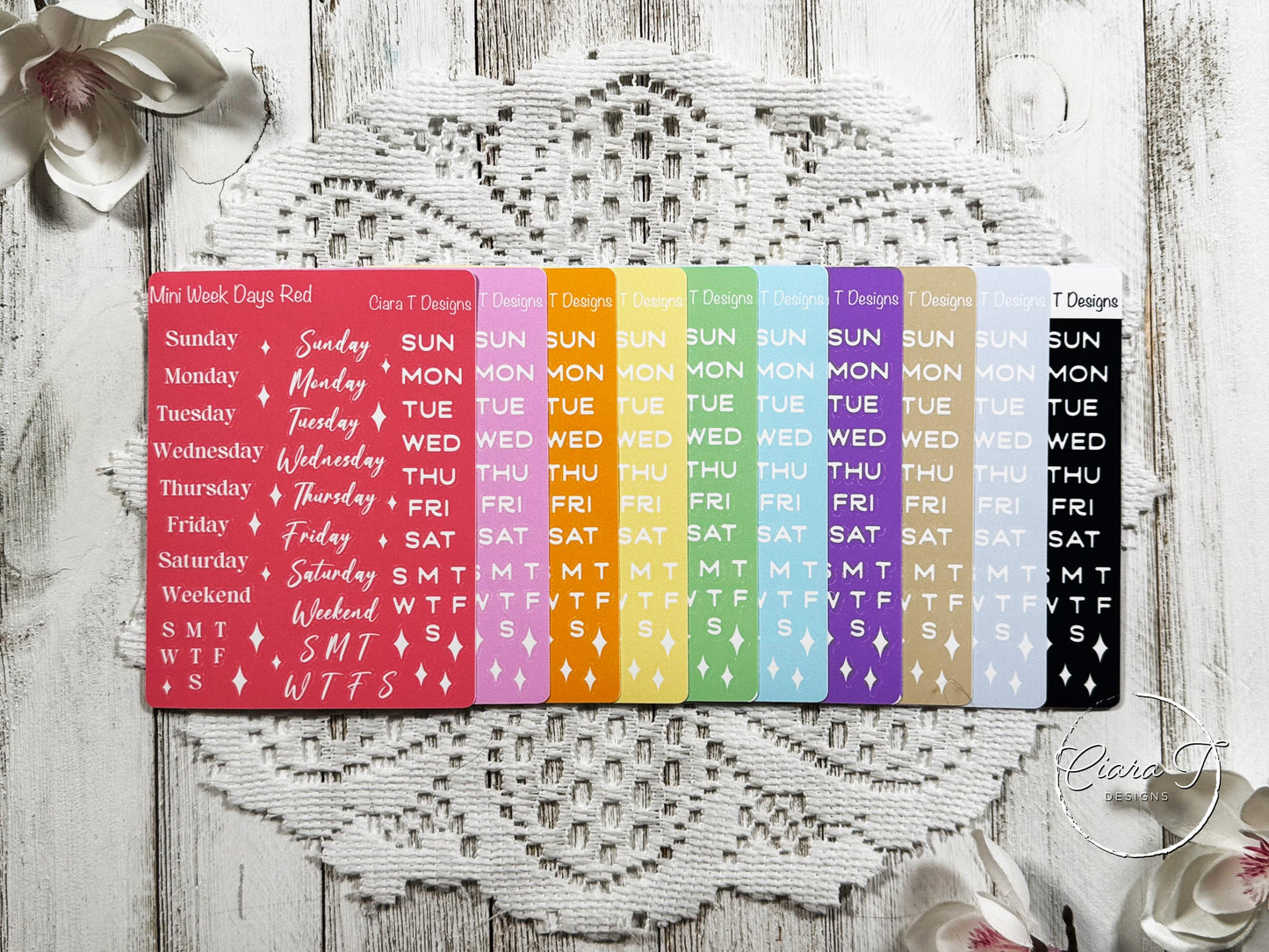 Mini Rainbow Background Week Days Sticker Sheet