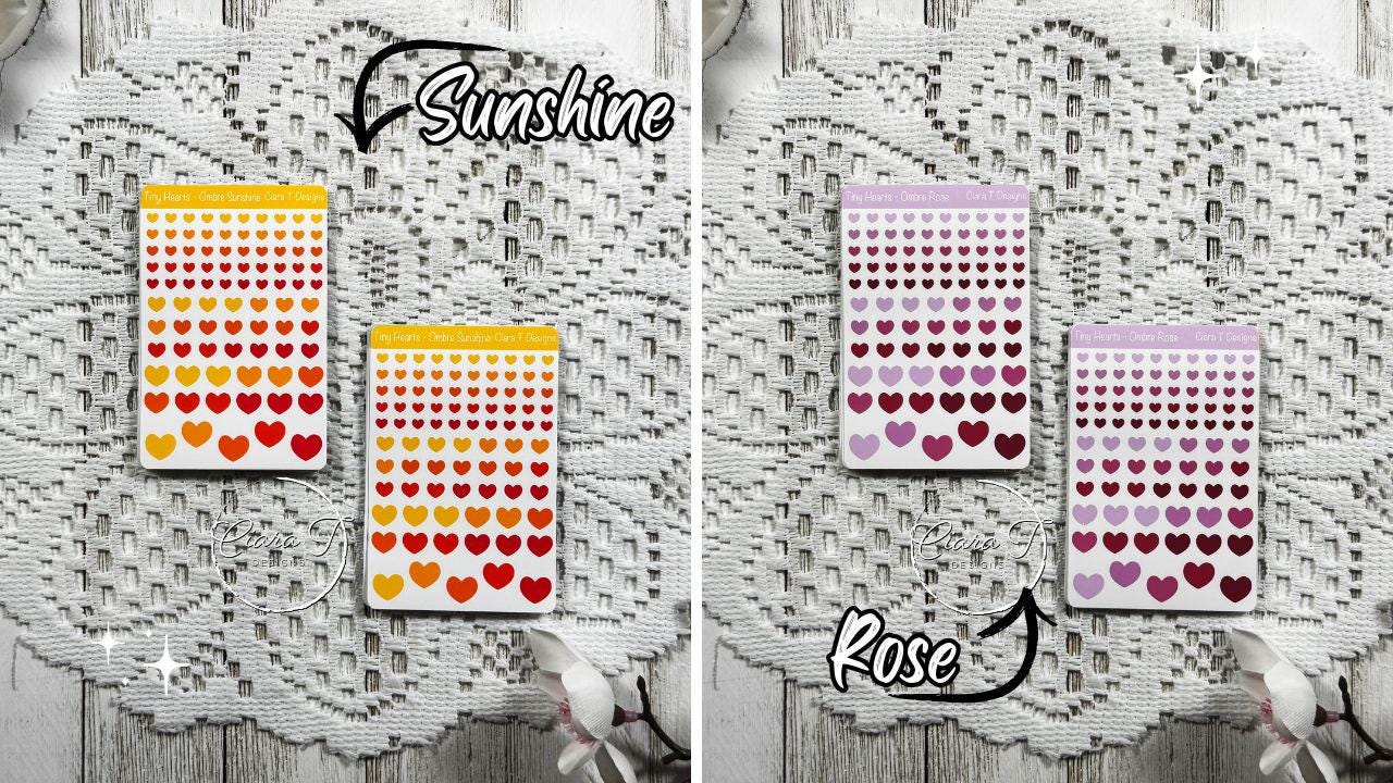 Tiny Ombre Candy Coloured Heart Sticker Sheet