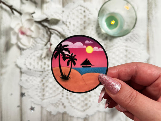 Beach Bum Die-cut Sticker with Black Border