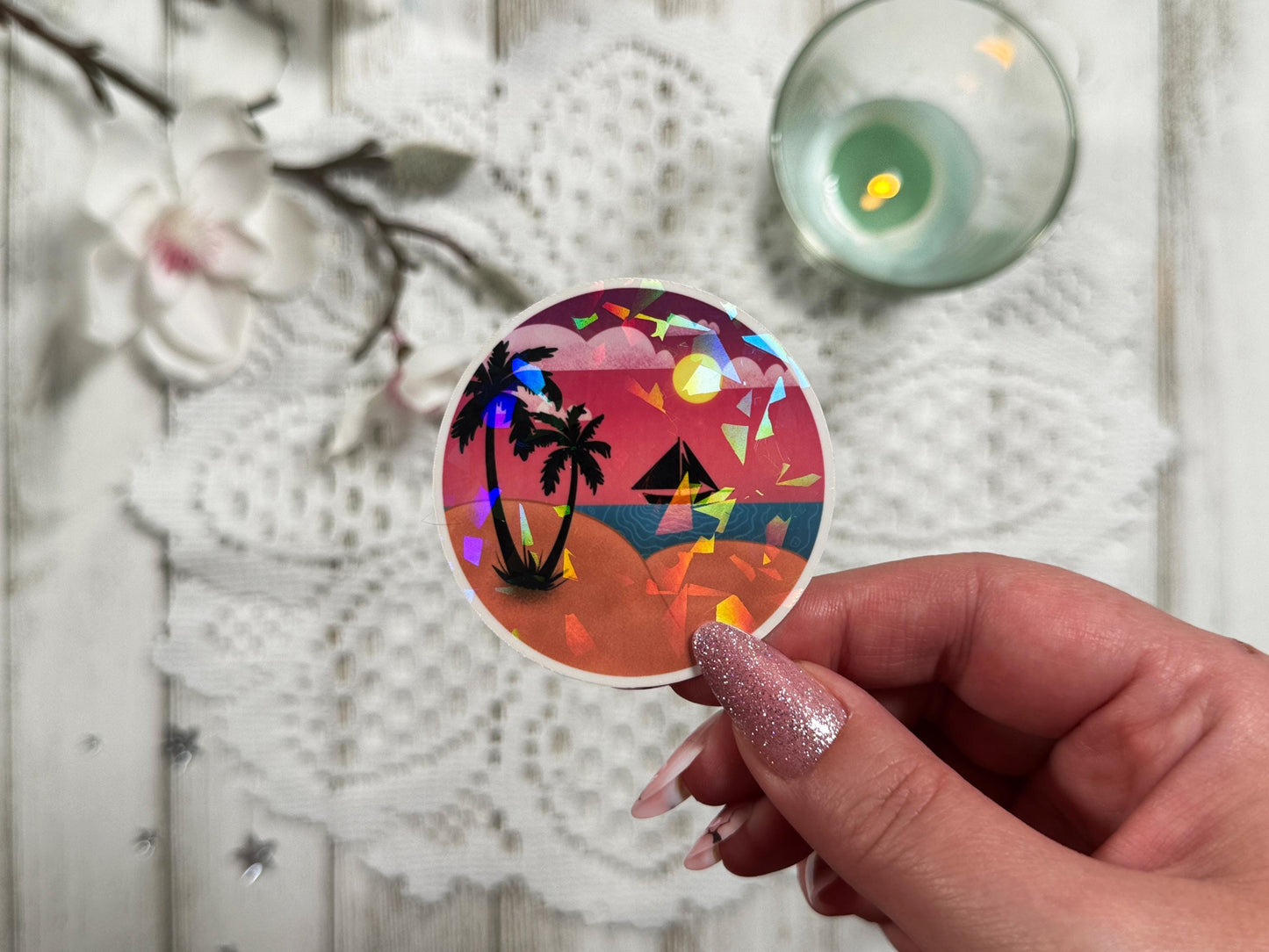 Beach Bum Die-cut Sticker with White Border