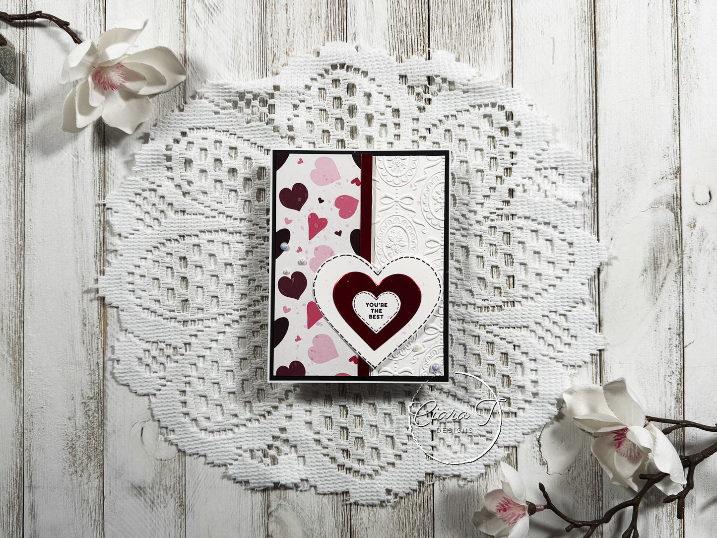 Pattern Paper & Hearts Valentines Card