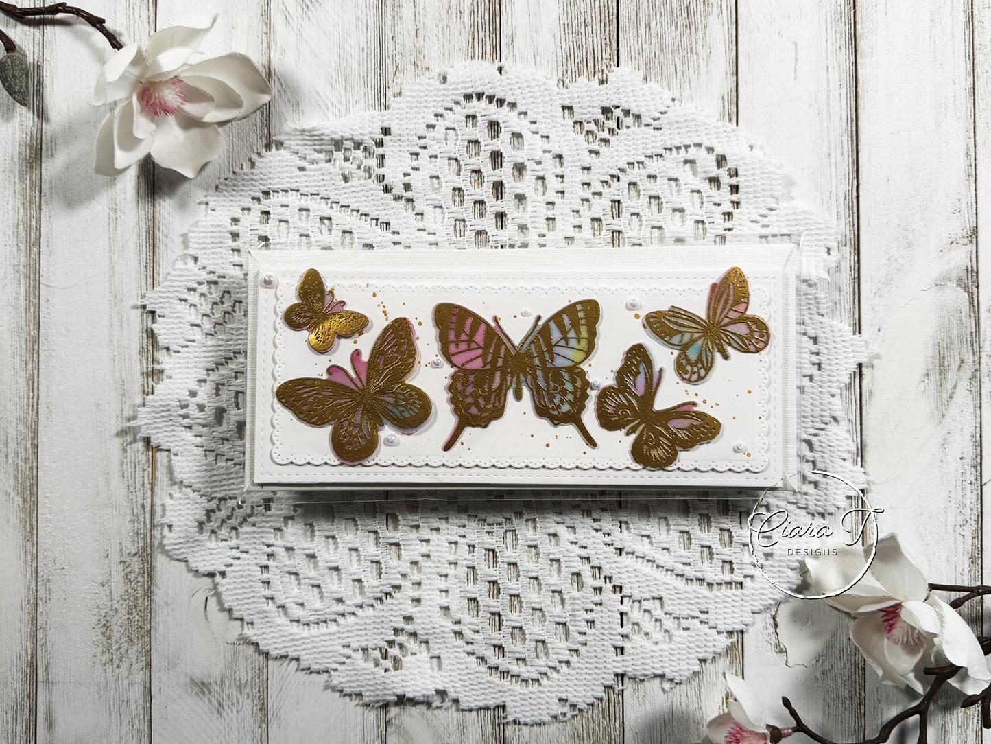 Ink-Blended Butterflies Inspirational Slimline Card