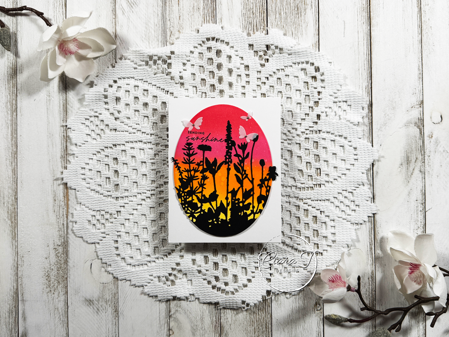 Ink-Blended Oval Floral Miscellaneous Card