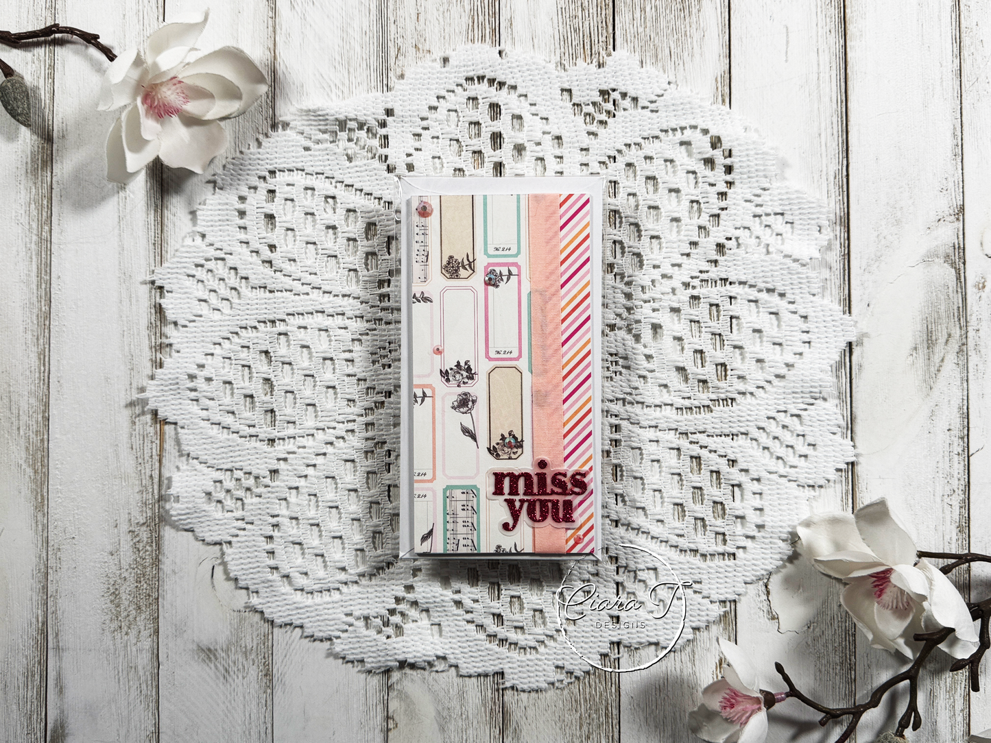 Pattern Paper Miss You Friendship Mini Slimline Card