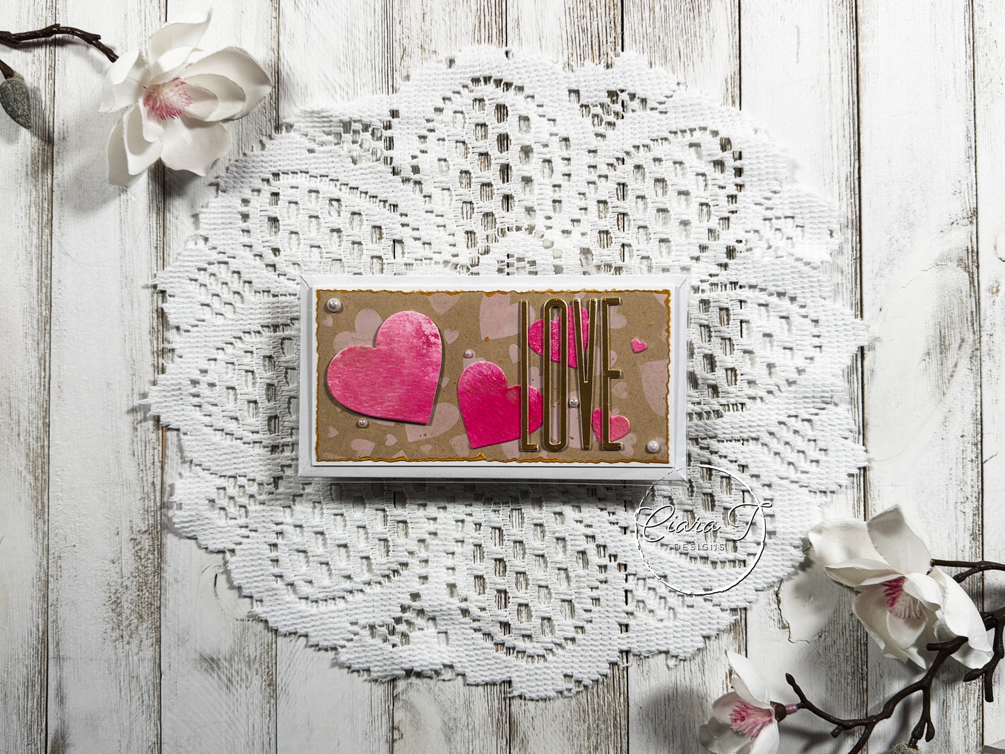 Pink & Gold Valentines Mini Slimline Card