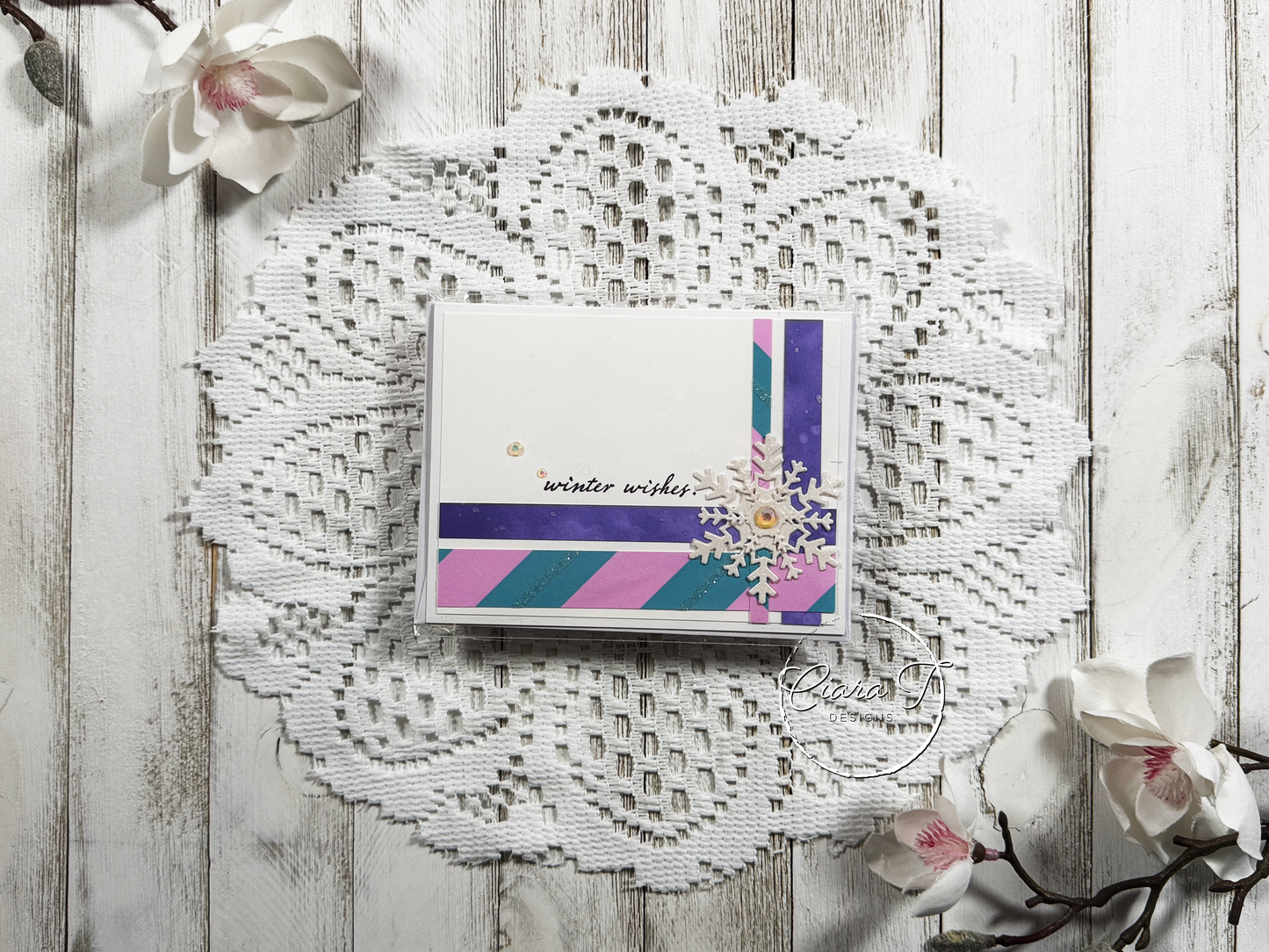 Purple Pattern Paper Strips Christmas Card