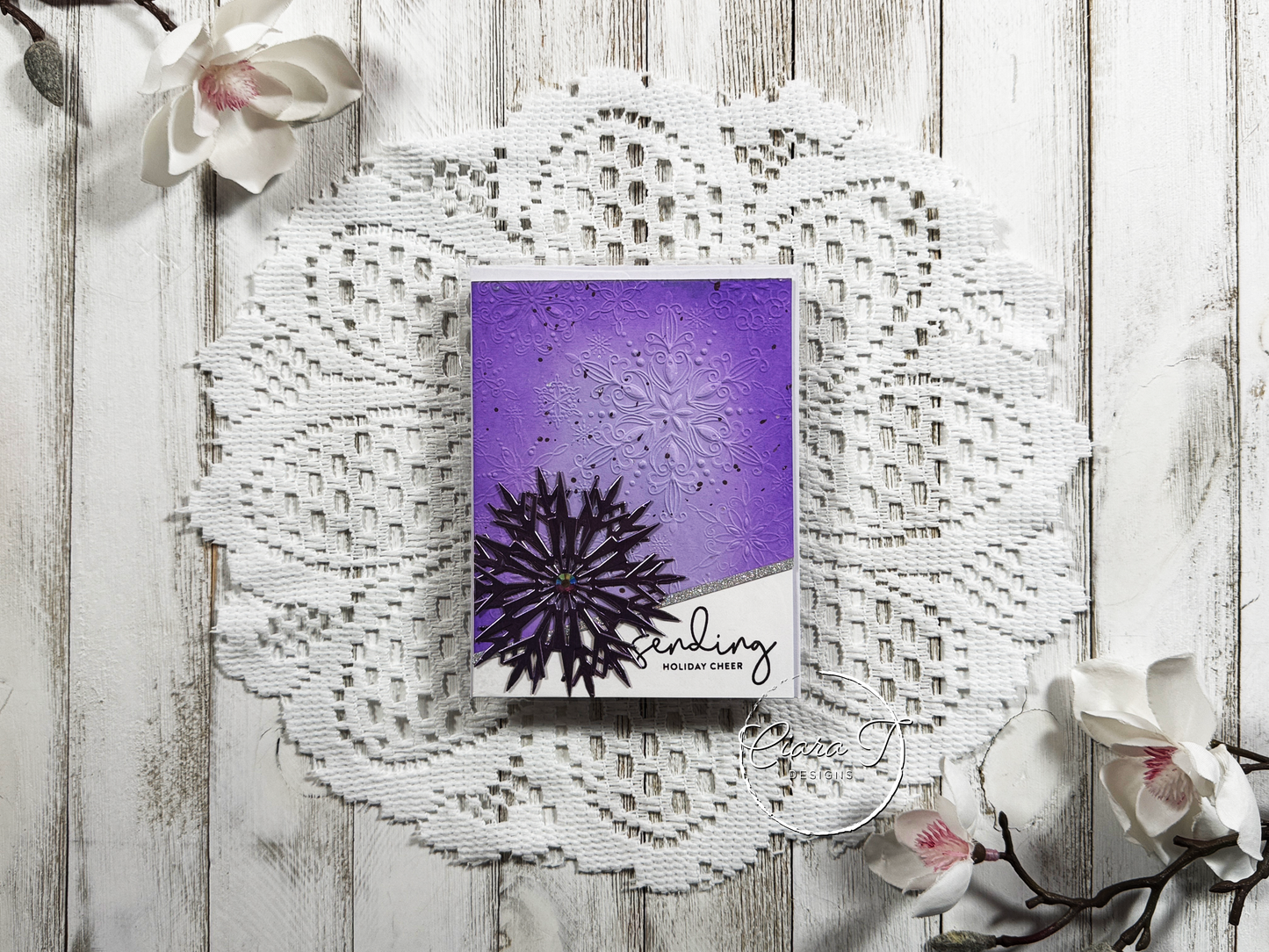 Purple Texture & Snowflake Christmas Card