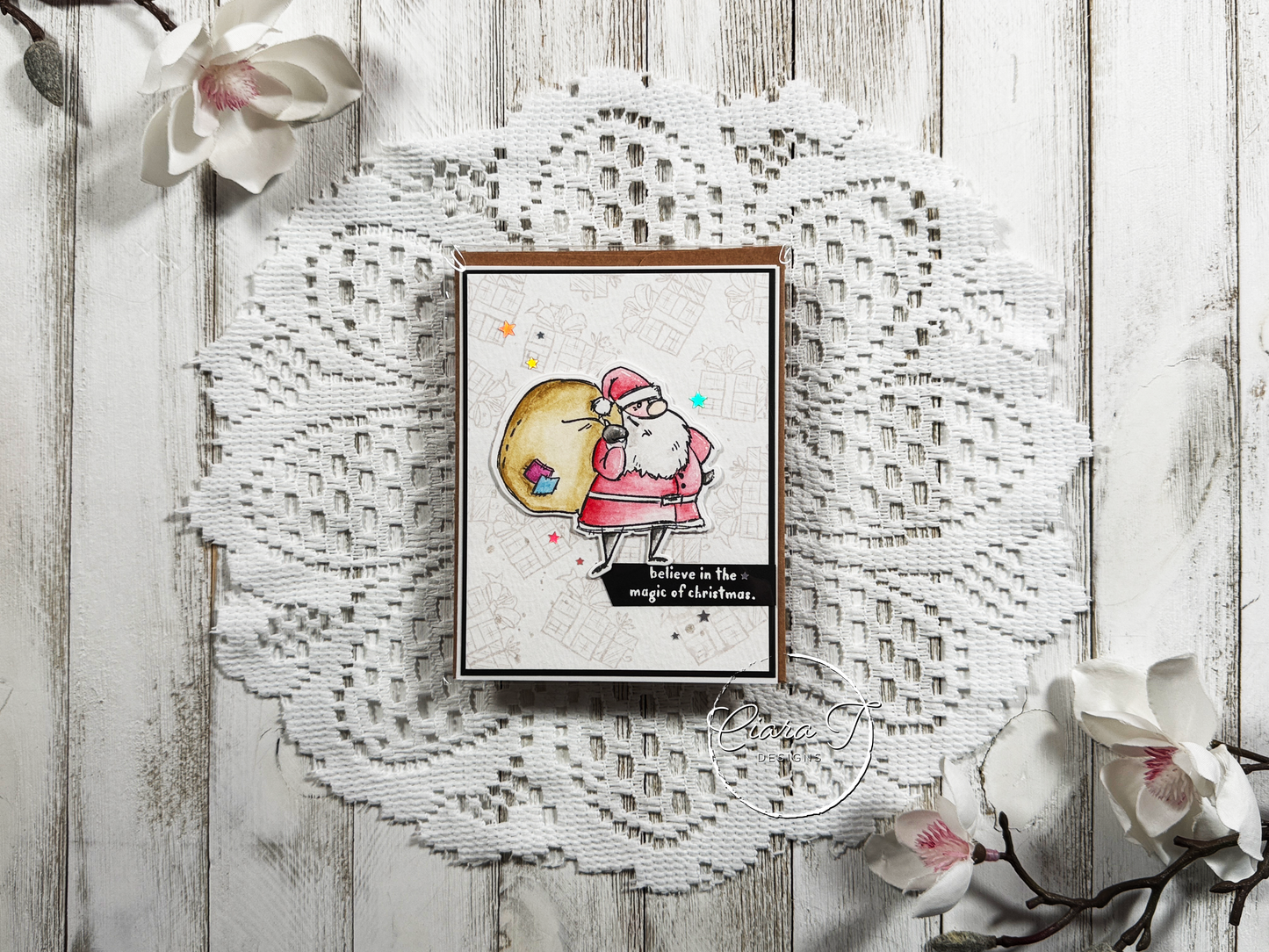 Watercolour Santa Christmas Card