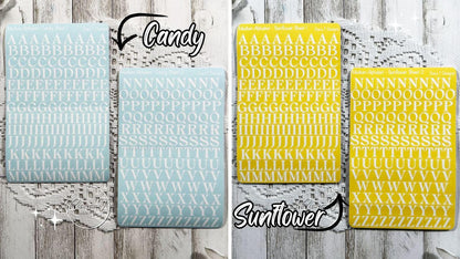 Medium Candy Background Serif Alphabet Sticker Sheet