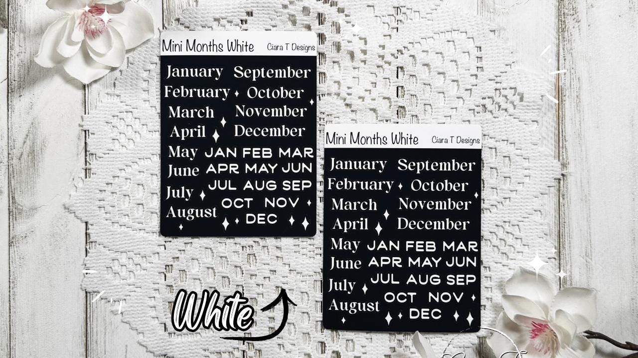 Mini Rainbow Coloured Months of the Year Sticker Sheet