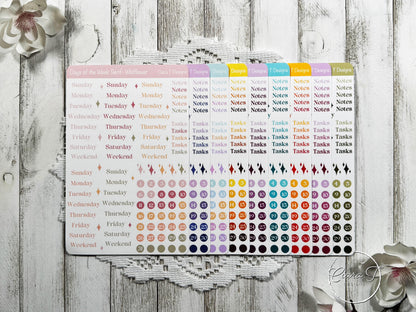Large Ombre Candy Coloured Days of the Week Serif Sticker Sheet