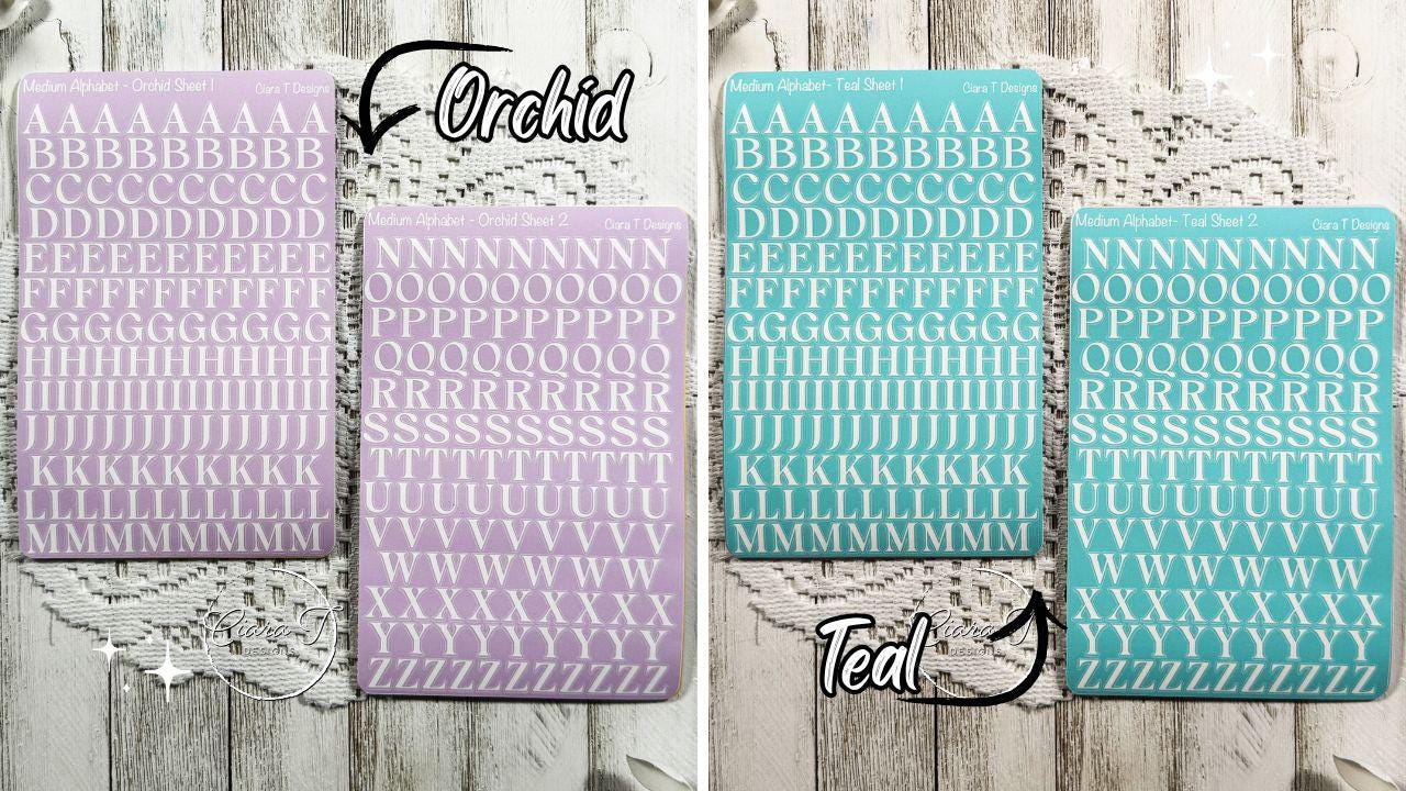 Medium Candy Background Serif Alphabet Sticker Sheet