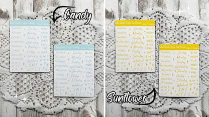 Mini Candy Coloured Week Days Sticker Sheet
