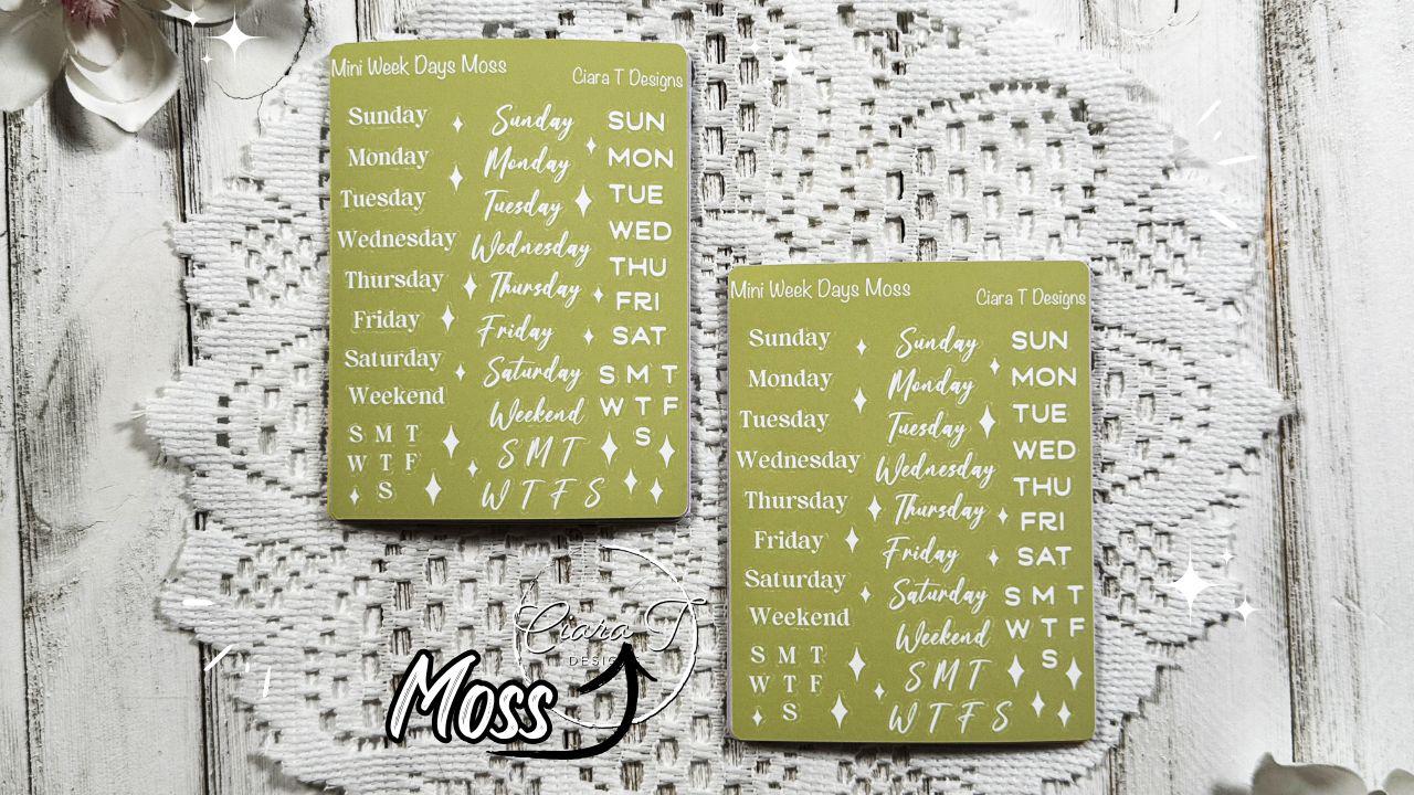 Mini Candy Background Week Days Sticker Sheet