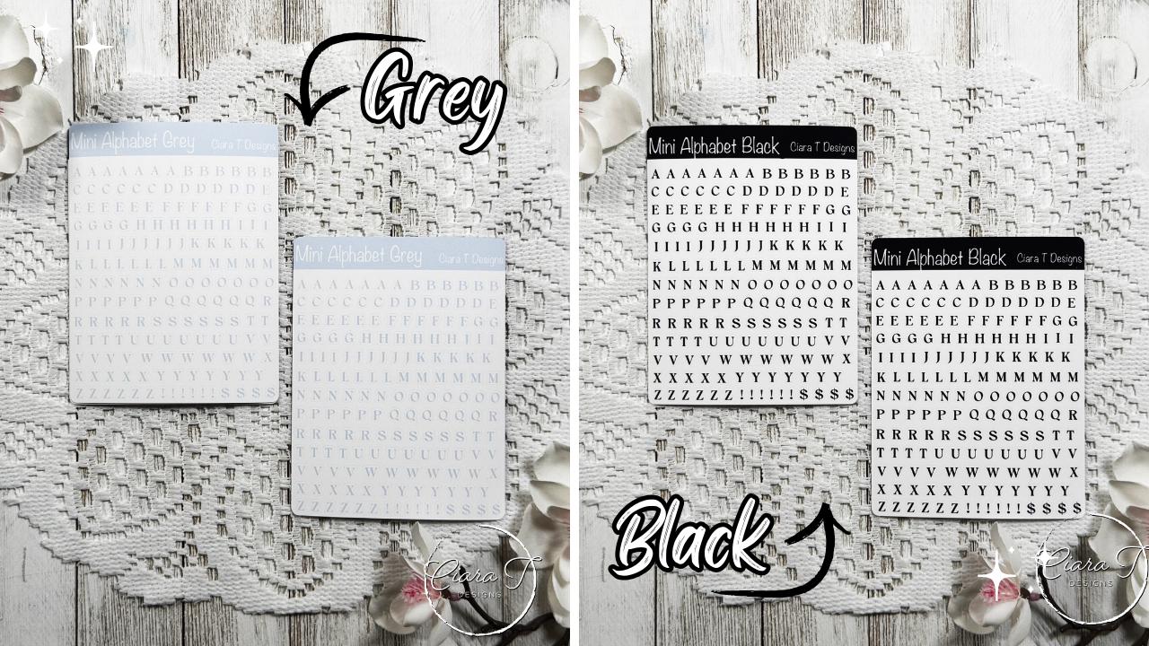 Mini Rainbow Coloured Small Serif Alphabet Sticker Sheet