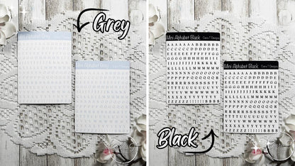 Mini Rainbow Coloured Small Serif Alphabet Sticker Sheet