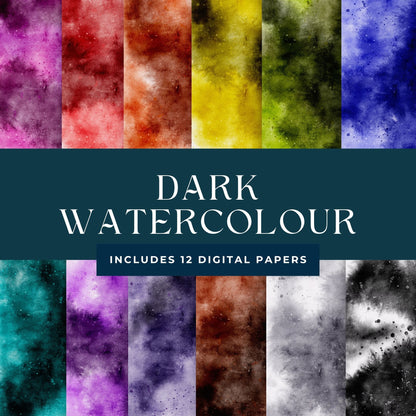 Digital Dark Watercolour Pattern Paper Pack