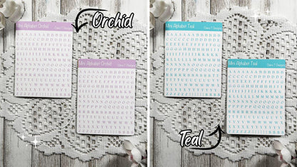 Mini Candy Coloured Serif Alphabet Sticker Sheet