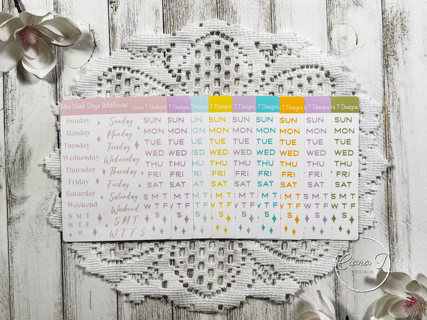 Mini Candy Coloured Week Days Sticker Sheet