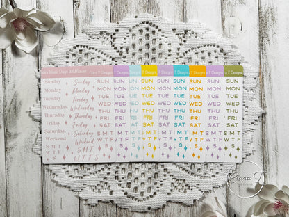 Mini Candy Coloured Week Days Sticker Sheet