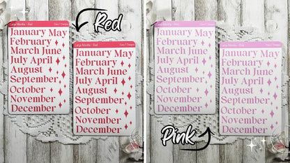 Months of the Year Rainbow Coloured Sticker Sheet