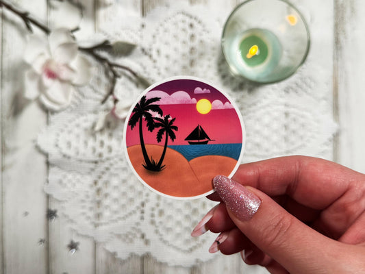 Beach Bum Die-cut Sticker with White Border