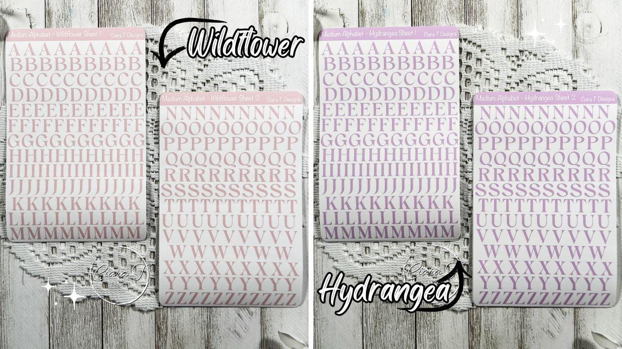 Medium Candy Coloured Serif Alphabet Sticker Sheet