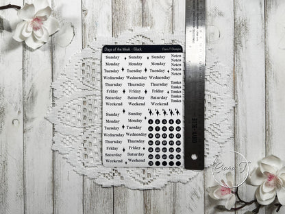 Ombre Rainbow Coloured Days of the Week Serif Sticker Sheet