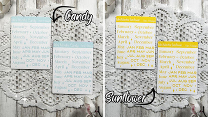 Mini Candy Coloured Months of the Year Sticker Sheet