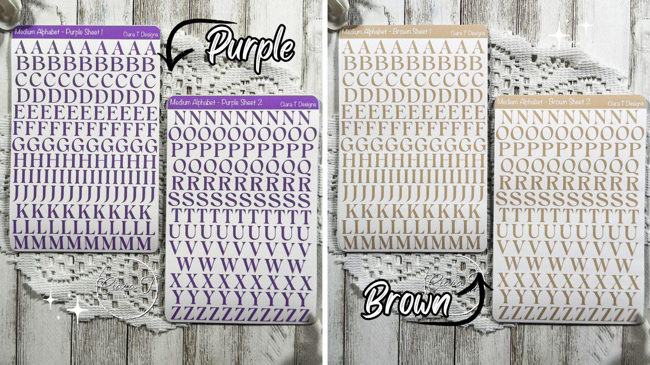 Medium Rainbow Coloured Serif Alphabet Sticker Sheet