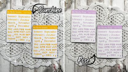 Mini Candy Coloured Months of the Year Sticker Sheet