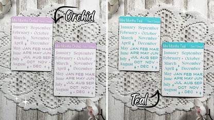 Mini Candy Coloured Months of the Year Sticker Sheet