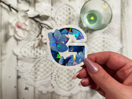 Holographic Glass Shards Floral Alphabet Sticker