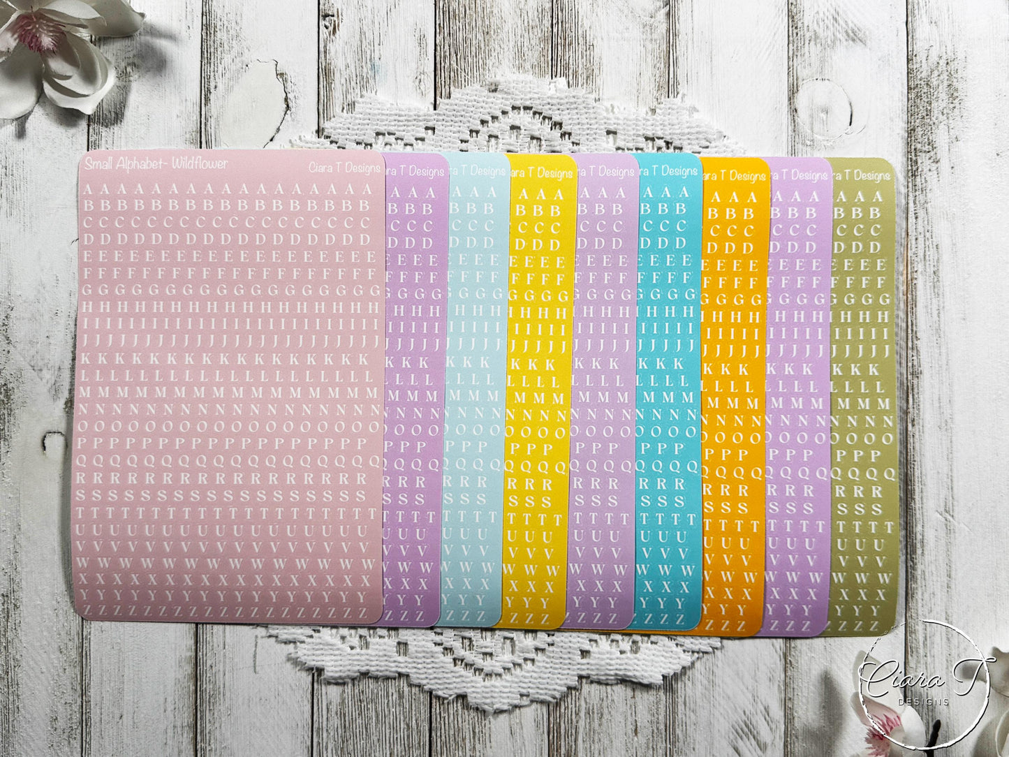 Small Candy Background Serif Alphabet Sticker Sheet