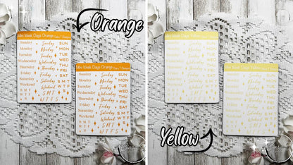 Mini Rainbow Coloured Week Days Sticker Sheet