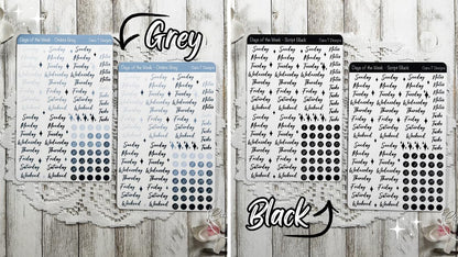 Ombre Rainbow Days of the Week Script Sticker Sheet